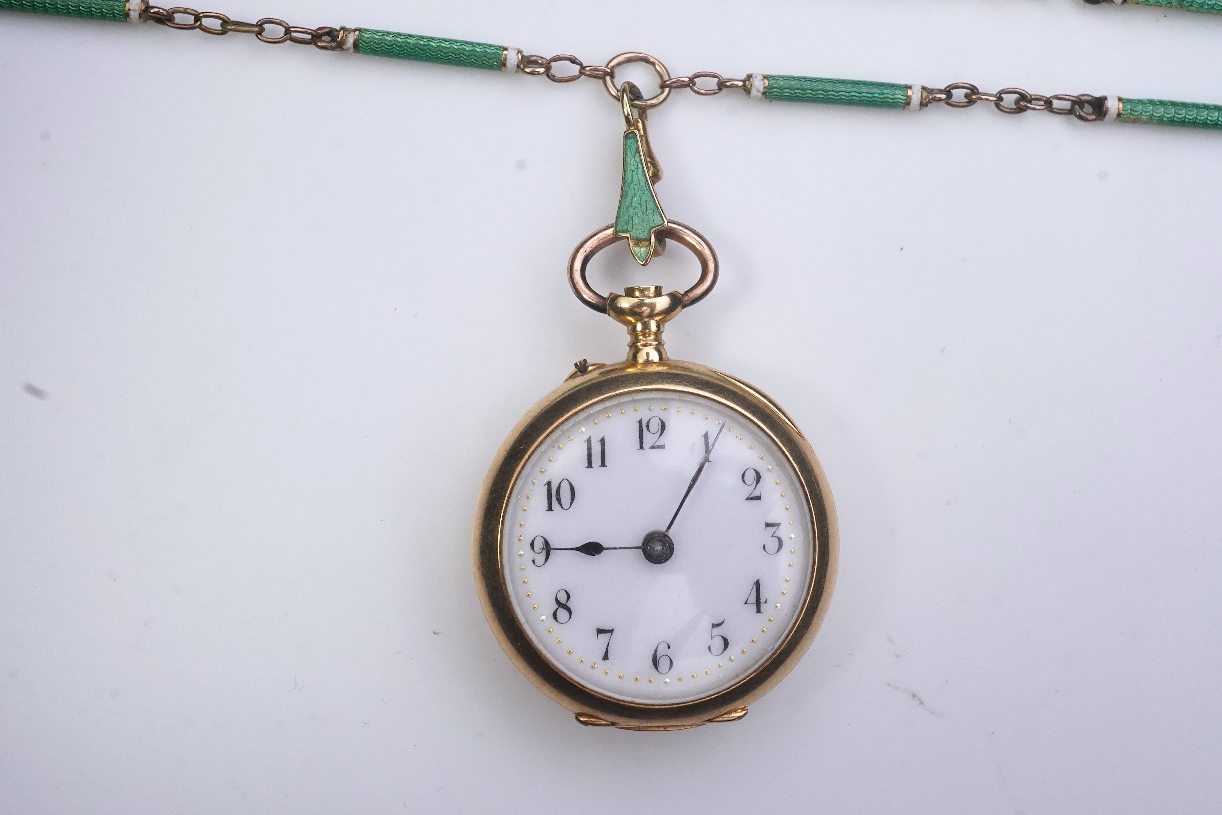 A gold and enamel fob watch, early 19th century